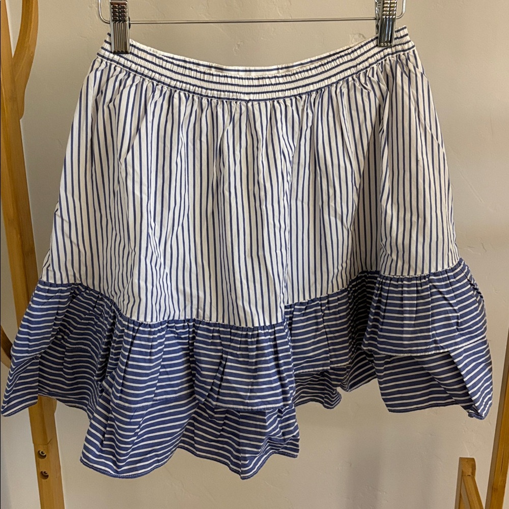 NWT J. Crew Blue and White Ruffle Skirt - Picture 5 of 9